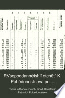 Vsepoddanni͡eĭshīĭ otchët K. Pobi͡edonost͡seva po vedomstvu pravoslavnago ispovi͡edanīi͡a. [1883-85, 1894/95 are on microfilm].