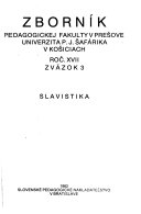 Zborník Pedagogickej fakulty v Prešove Univerzity P.J. Šafárika v Košiciach