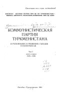 Коммунистическая партия Туркменистана в резолюциях и решениях съездов и пленумов ЦК