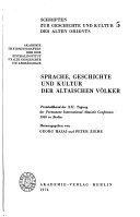 Sprache, Geschichte und Kultur der altaischen Völker