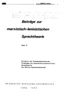 Beiträge zur marxistisch-leninistischen Sprachtheorie