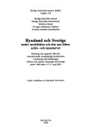 Россия и Швеция в средневековье и новое время--архивное и музейное наследие