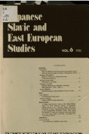 Japanese Slavic and East European Studies