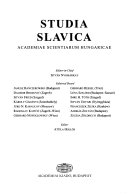 Studia Slavica Academiae Scientiarum Hungaricae