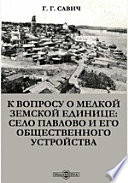 К вопросу о мелкой земской единице: село Павлово и его общественного устройства