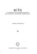 Acta Universitatis Debreceniensis de Ludovico Kossuth Nominatae