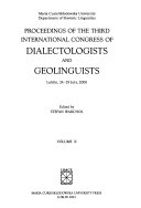 Materiały Trzeciego Światowego Kongresu Dialektologicznego i Geolingwistycznego