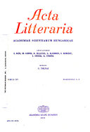 Acta Litteraria Academiae Scientiarum Hungaricae
