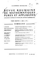 Revue roumaine de mathématiques pures et appliquées