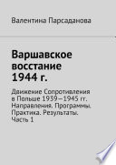 Варшавское восстание 1944 г. Движение Сопротивления в Польше 1939-1945 гг. Направления. Программы. Практика. Результаты. Часть 1