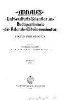 Annales Universitatis Scientiarum Budapestinensis de Rolando Eötvös Nominatae