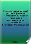 Словарь параллельный русский, финский и шведский по общему уложению и постановлениям Великого Княжества Финляндского