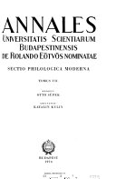 Annales Universitatis Scientiarum Budapestinensis de Rolando Eötvös Nominatae