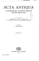 Acta Antiqua Academiae Scientiarum Hungaricae