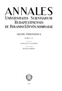 Annales Universitatis Scientiarum Budapestinensis de Rolando Eötvös Nominatae