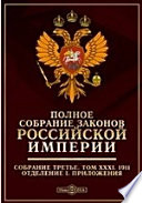 Полное собрание законов Российской империи. Собрание третье Отделение I. Приложения