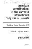 American Contributions to the Eleventh International Congress of Slavists