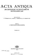 Acta Antiqua Academiae Scientiarum Hungaricae