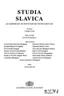 Studia Slavica Academiae Scientiarum Hungaricae