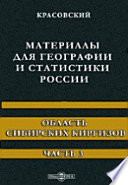 Материалы для географии и статистики России. Область Сибирских киргизов