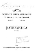 Acta Facultatis Rerum Naturalium Universitatis Comenianae