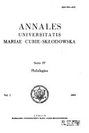 Annales Universitatis Mariae Curie-Skłodowska