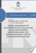 Анализ применимости наукометрических показателей в качестве критериев для оптимизации сети диссертационных советов в Российской Федерации