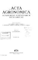 Acta Agronomica Academiae Scientiarum Hungaricae