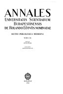 Annales Universitatis Scientiarum Budapestinensis de Rolando Eötvös Nominatae